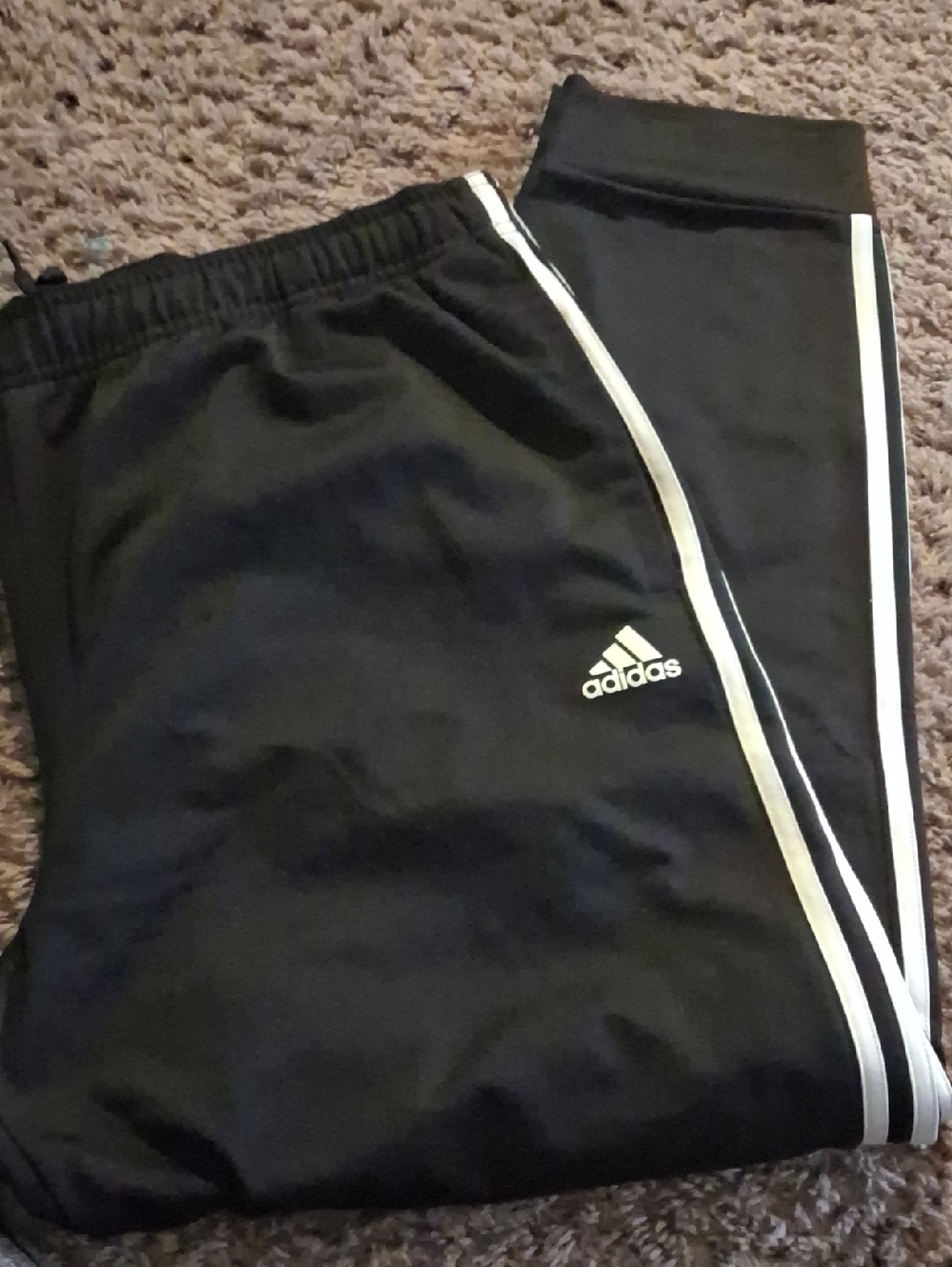 adidas Black Joggers with White Side Stripes - Kids